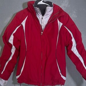 Dark pink/Fuchsia and double layerWhite Zip-Up Jacket